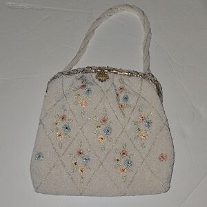 Vintage Jorelle by Llewellyn French beaded evening bag w mirror and coin purse